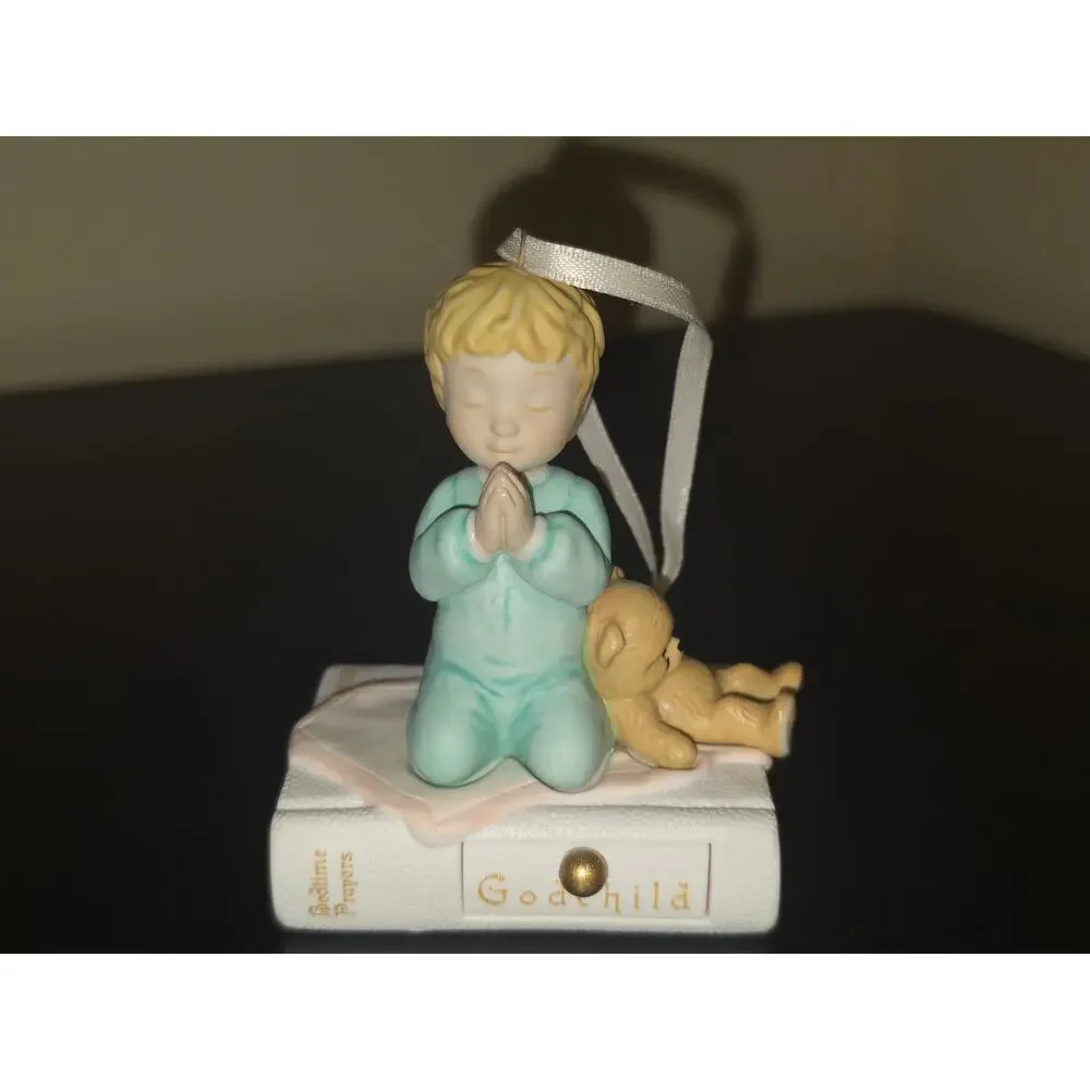 Hallmark Keepsake GODCHILD Praying Child &‎ Teddy 2002 CHRISTMAS Ornament NEW